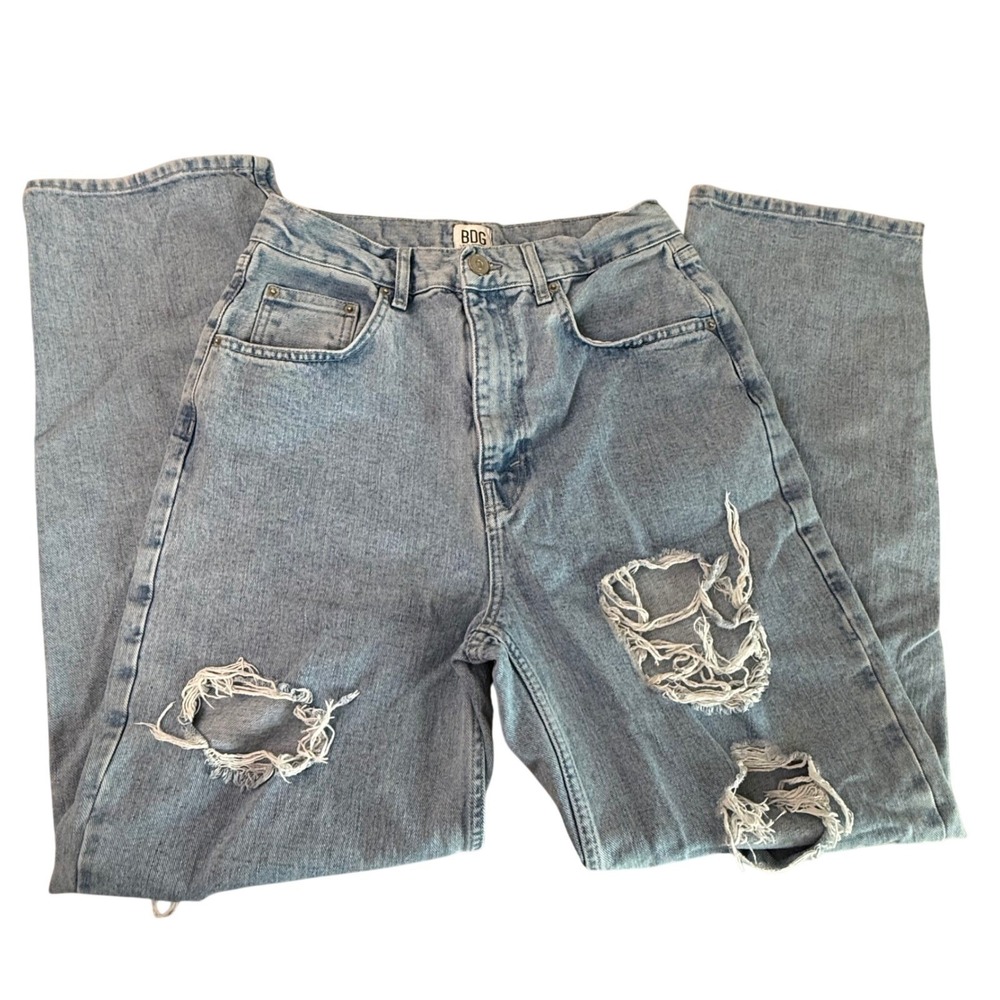 BDG Urban Outfitters High-Rise Baggy Distressed Light Wash Blue Jeans Size 30